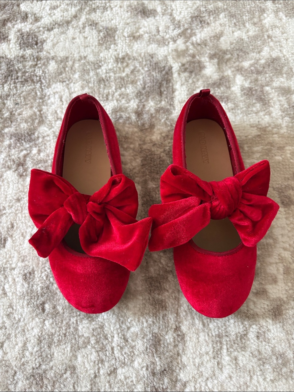 Old Navy Red Velvet Bow Ballet Flats